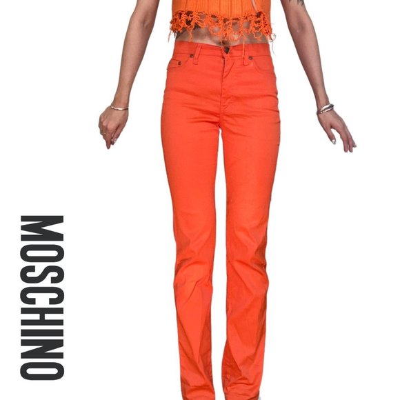 moschino jeans stretchy lycra bright orange jeans 26” - Picture 1 of 4
